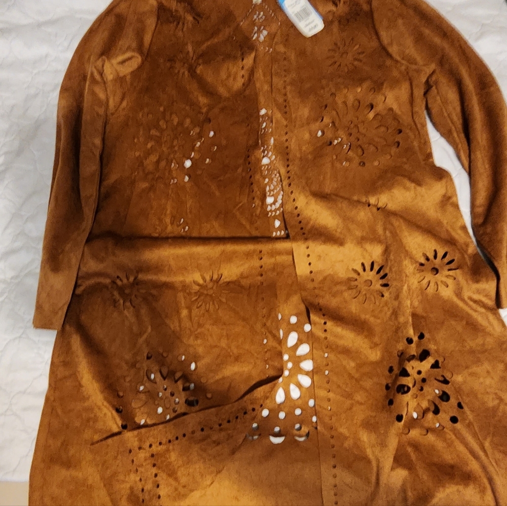 Forgotten Grace Brown faux suede duster. Medium